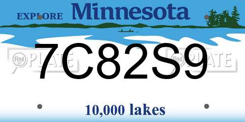 7C82S9 Minnesota License Plate