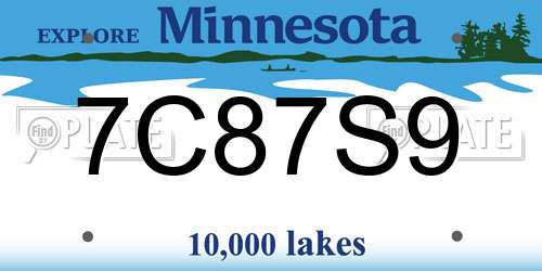 7C87S9 Minnesota License Plate