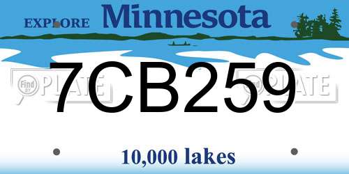 7CB259 Minnesota License Plate