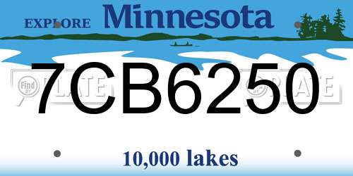 7CB6250 Minnesota License Plate