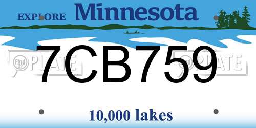 7CB759 Minnesota License Plate