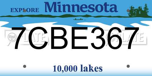 7CBE367 Minnesota License Plate