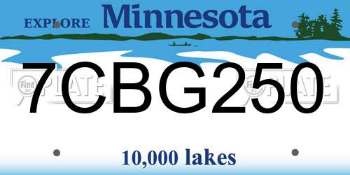 7CBG250 Minnesota License Plate