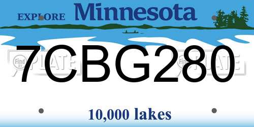 7CBG280 Minnesota License Plate