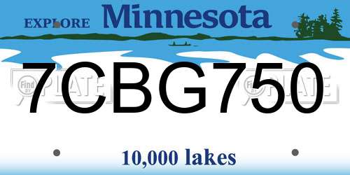 7CBG750 Minnesota License Plate