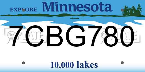 7CBG780 Minnesota License Plate
