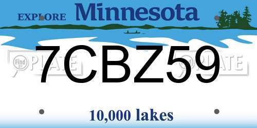 7CBZ59 Minnesota License Plate