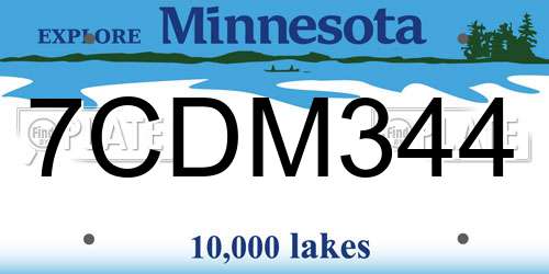 7CDM344 Minnesota License Plate