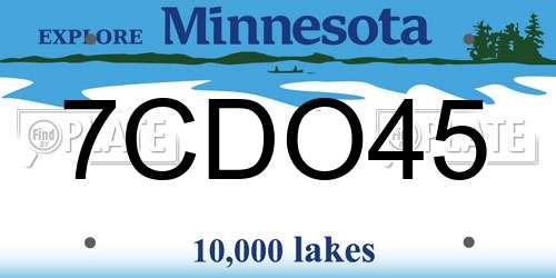 7CDO45 Minnesota License Plate