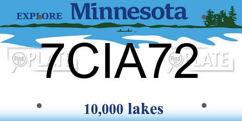 7CIA72 Minnesota License Plate
