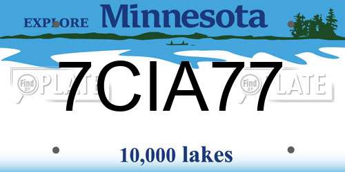 7CIA77 Minnesota License Plate