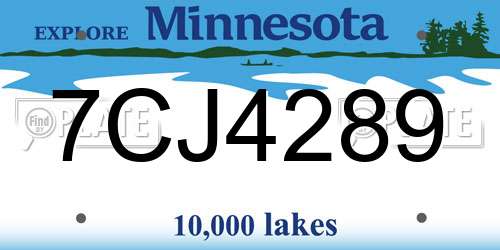 7CJ4289 Minnesota License Plate