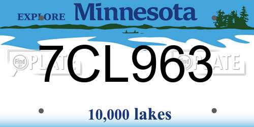 7CL963 Minnesota License Plate