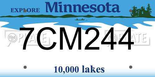 7CM244 Minnesota License Plate