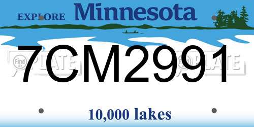 7CM2991 Minnesota License Plate
