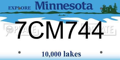 7CM744 Minnesota License Plate