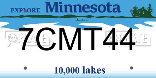 7CMT44 Minnesota License Plate