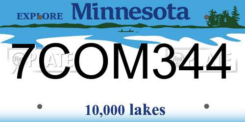 7COM344 Minnesota License Plate
