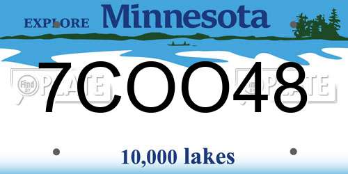 7COO48 Minnesota License Plate