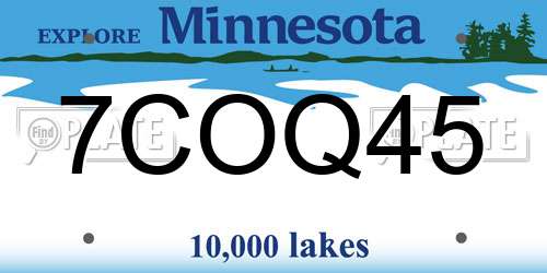 7COQ45 Minnesota License Plate