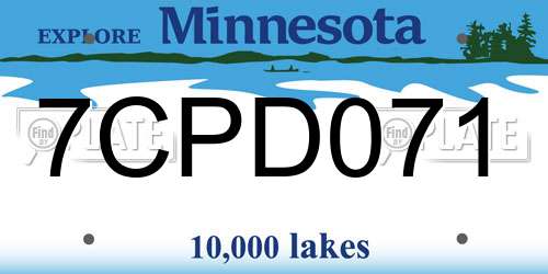 7CPD071 Minnesota License Plate