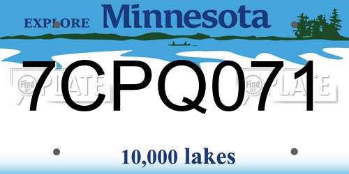 7CPQ071 Minnesota License Plate