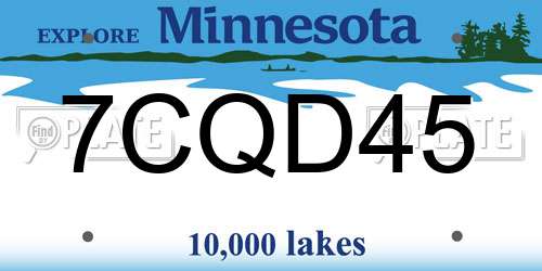 7CQD45 Minnesota License Plate