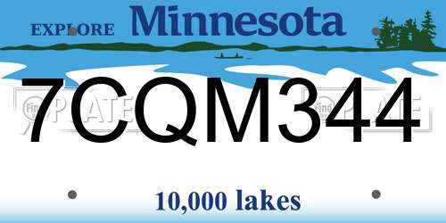 7CQM344 Minnesota License Plate