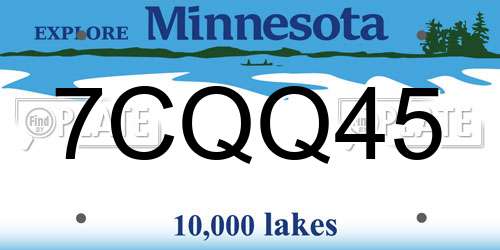 7CQQ45 Minnesota License Plate