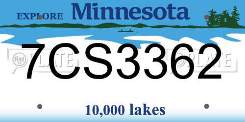 7CS3362 Minnesota License Plate