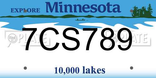 7CS789 Minnesota License Plate
