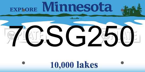 7CSG250 Minnesota License Plate