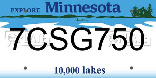7CSG750 Minnesota License Plate