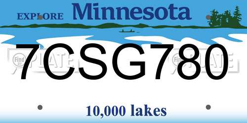 7CSG780 Minnesota License Plate