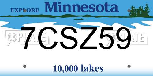 7CSZ59 Minnesota License Plate