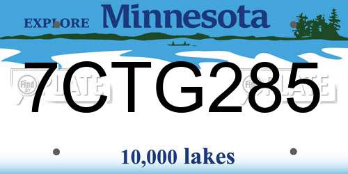 7CTG285 Minnesota License Plate
