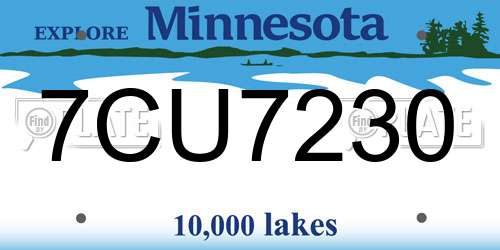 7CU7230 Minnesota License Plate