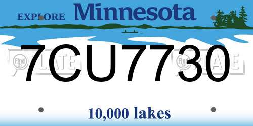7CU7730 Minnesota License Plate