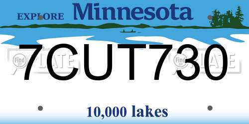 7CUT730 Minnesota License Plate