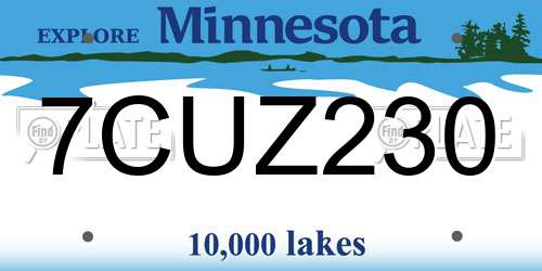7CUZ230 Minnesota License Plate