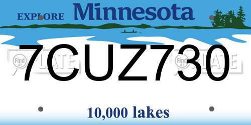 7CUZ730 Minnesota License Plate