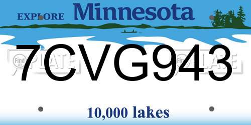 7CVG943 Minnesota License Plate