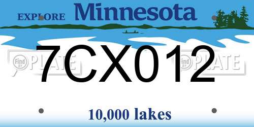 7CX012 Minnesota License Plate