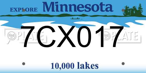 7CX017 Minnesota License Plate