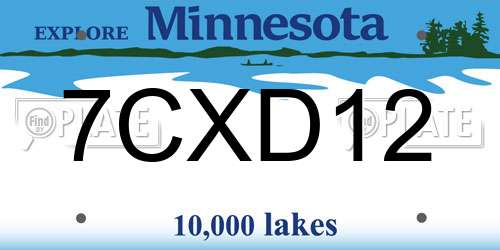 7CXD12 Minnesota License Plate