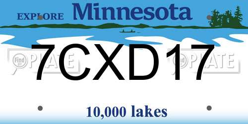 7CXD17 Minnesota License Plate