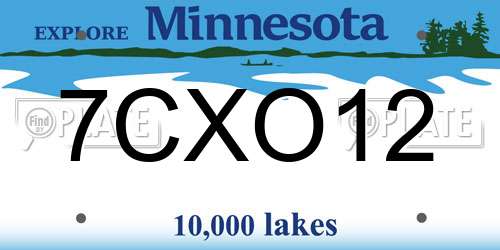 7CXO12 Minnesota License Plate