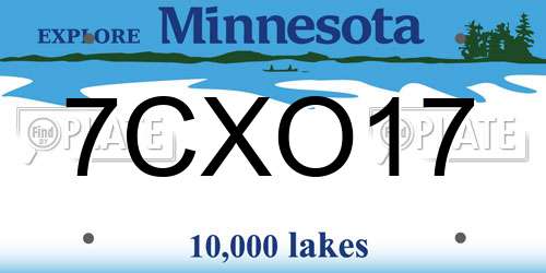 7CXO17 Minnesota License Plate