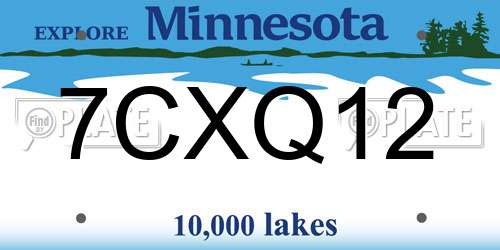 7CXQ12 Minnesota License Plate
