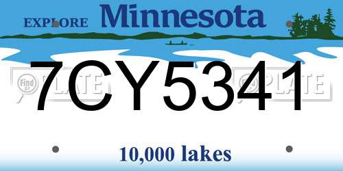 7CY5341 Minnesota License Plate